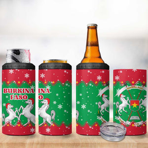 Christmas Burkina Faso 4 in 1 Can Cooler Tumbler Snowflake Horses and Coat of Arms - African Pride