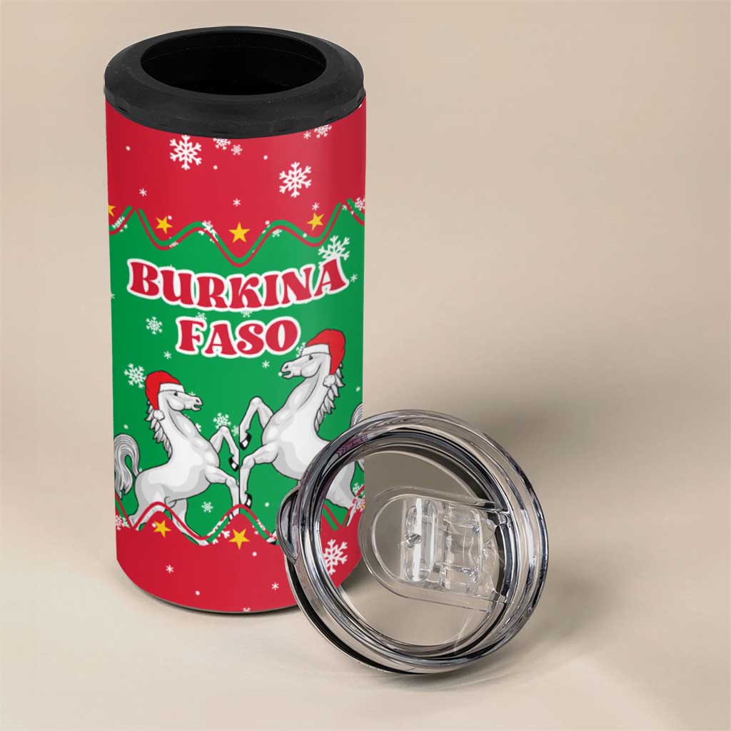 Christmas Burkina Faso 4 in 1 Can Cooler Tumbler Snowflake Horses and Coat of Arms - African Pride
