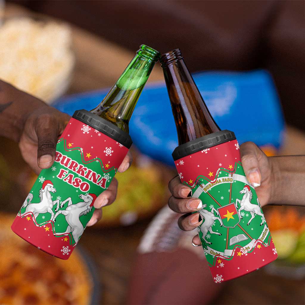 Christmas Burkina Faso 4 in 1 Can Cooler Tumbler Snowflake Horses and Coat of Arms - African Pride