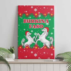 Christmas Burkina Faso Canvas Wall Art Snowflake Horses and Coat of Arms - African Pride