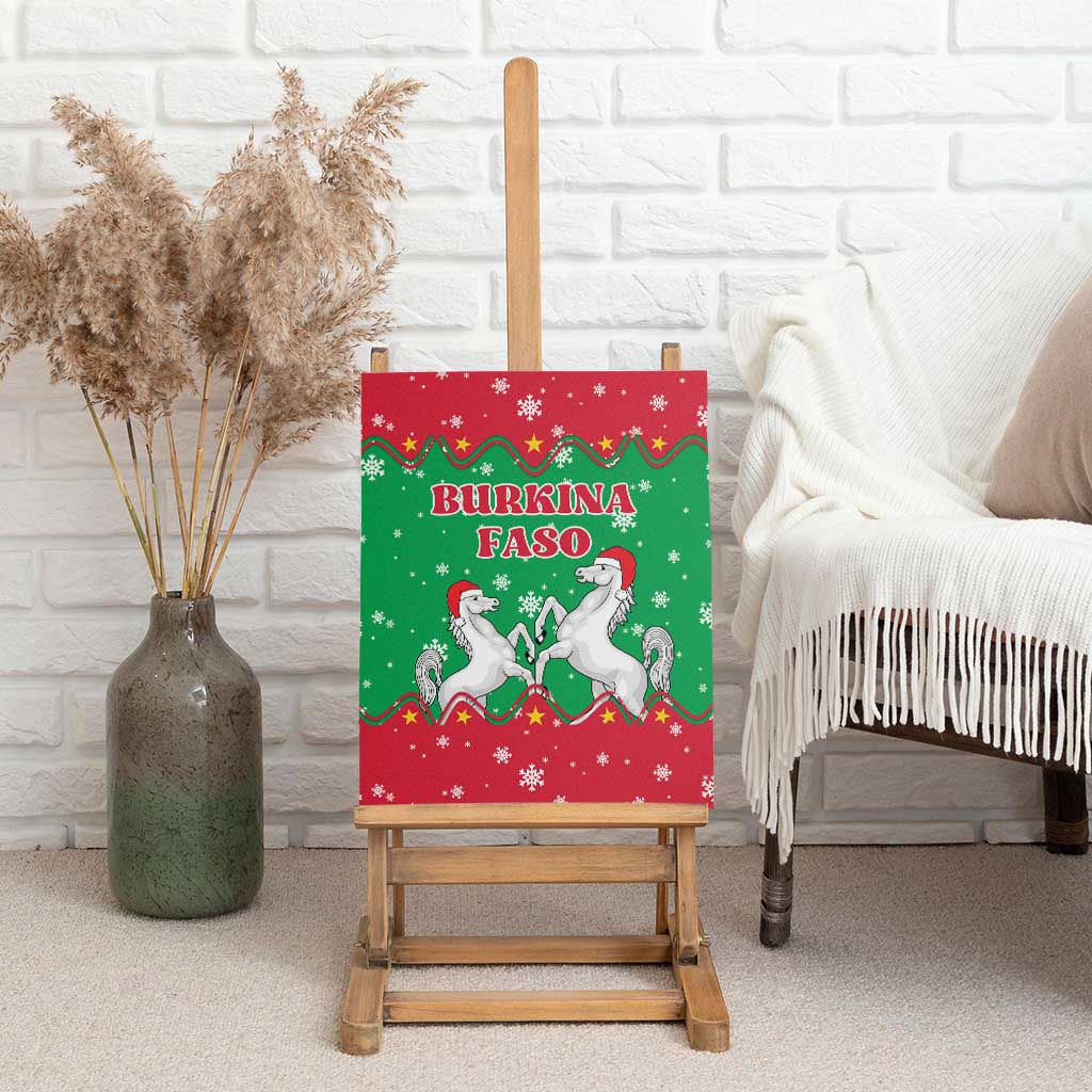 Christmas Burkina Faso Canvas Wall Art Snowflake Horses and Coat of Arms - African Pride
