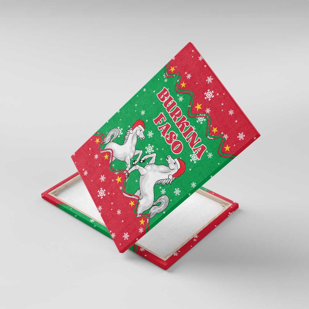 Christmas Burkina Faso Canvas Wall Art Snowflake Horses and Coat of Arms - African Pride