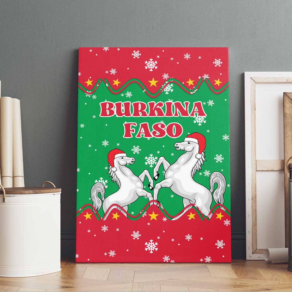 Christmas Burkina Faso Canvas Wall Art Snowflake Horses and Coat of Arms - African Pride