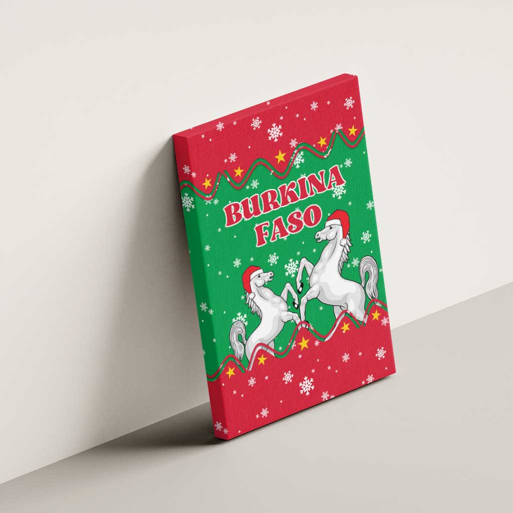 Christmas Burkina Faso Canvas Wall Art Snowflake Horses and Coat of Arms - African Pride
