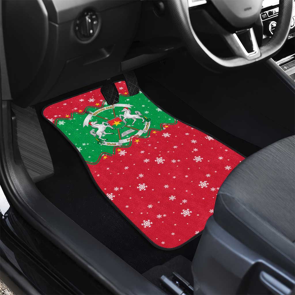 Christmas Burkina Faso Car Mats Snowflake Horses and Coat of Arms - African Pride