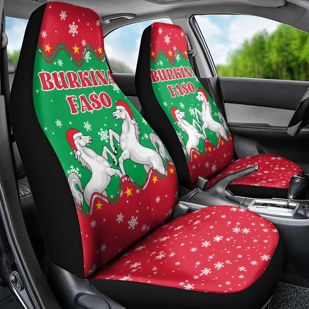 Christmas Burkina Faso Car Seat Cover Snowflake Horses and Coat of Arms - African Pride