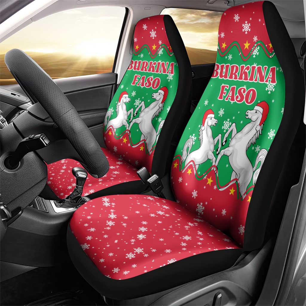 Christmas Burkina Faso Car Seat Cover Snowflake Horses and Coat of Arms - African Pride