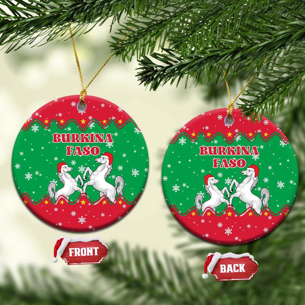 Christmas Burkina Faso Ceramic Ornament Snowflake Horses and Coat of Arms - African Pride