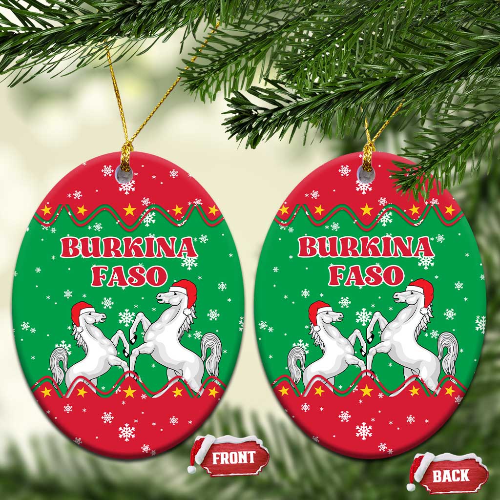 Christmas Burkina Faso Ceramic Ornament Snowflake Horses and Coat of Arms - African Pride