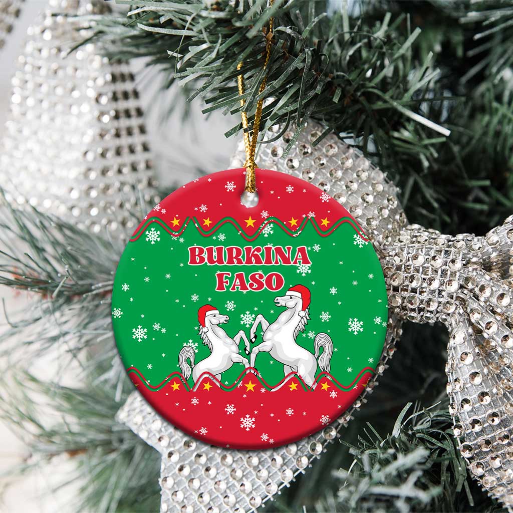Christmas Burkina Faso Ceramic Ornament Snowflake Horses and Coat of Arms - African Pride