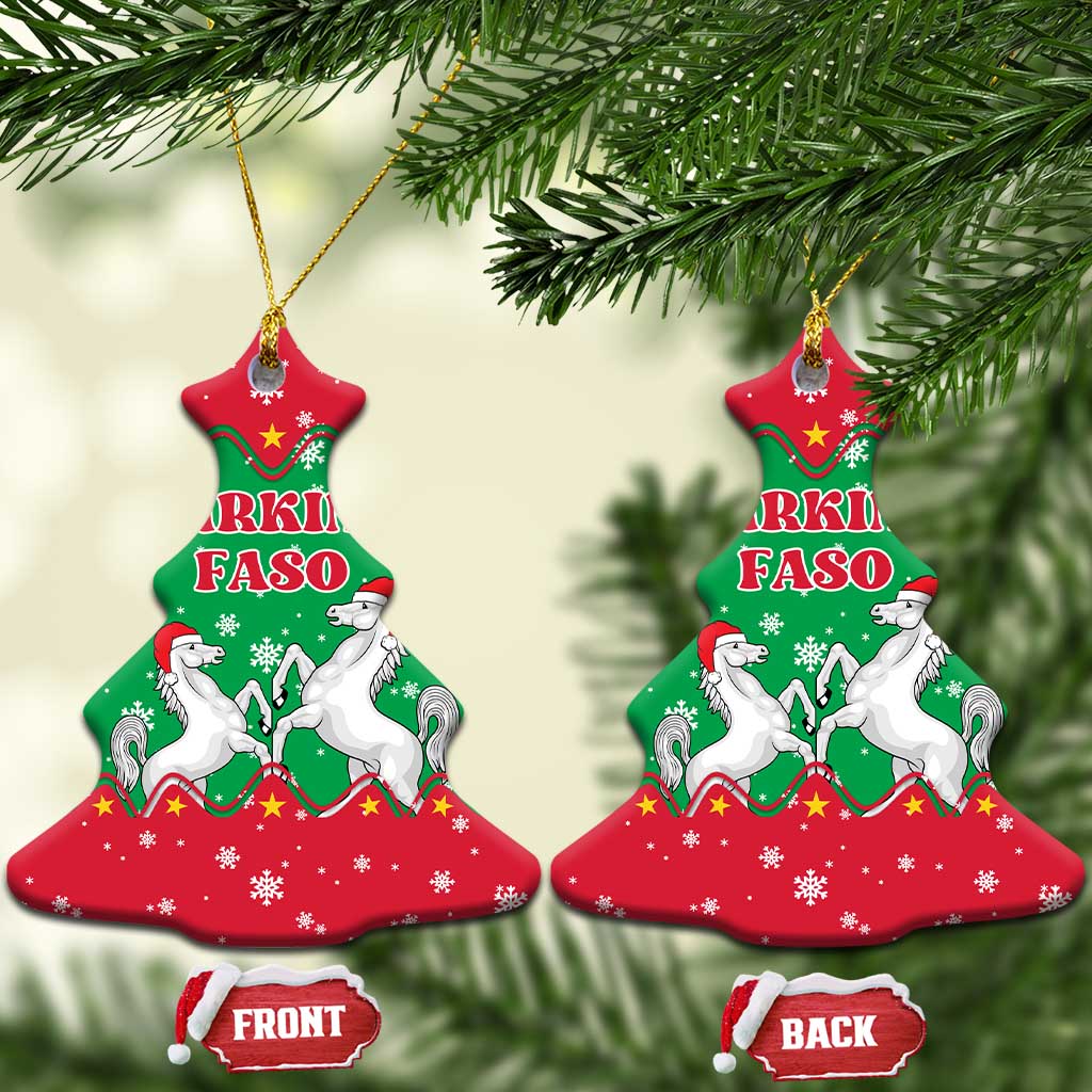 Christmas Burkina Faso Ceramic Ornament Snowflake Horses and Coat of Arms - African Pride