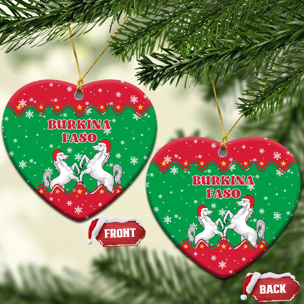 Christmas Burkina Faso Ceramic Ornament Snowflake Horses and Coat of Arms - African Pride