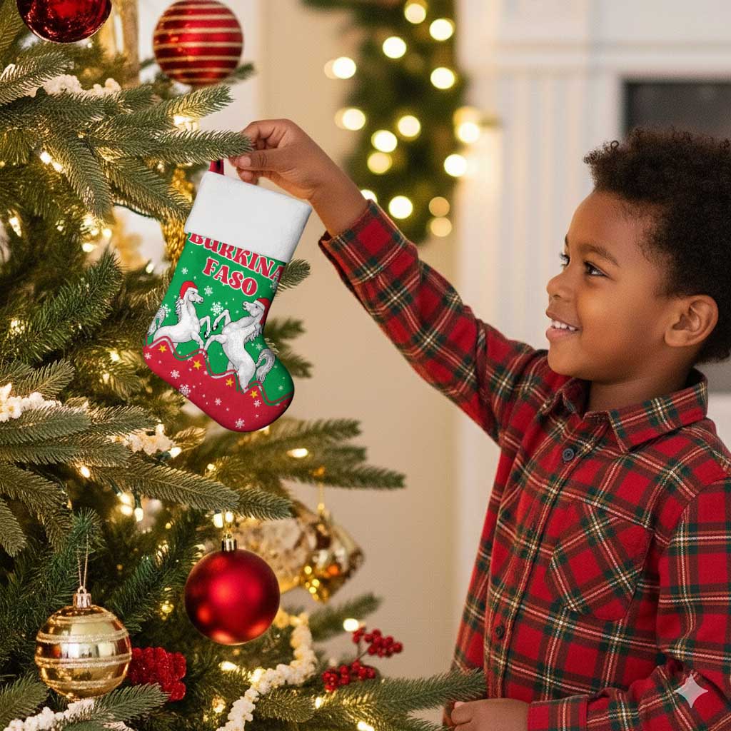 Christmas Burkina Faso Christmas Stocking Snowflake Horses and Coat of Arms - African Pride