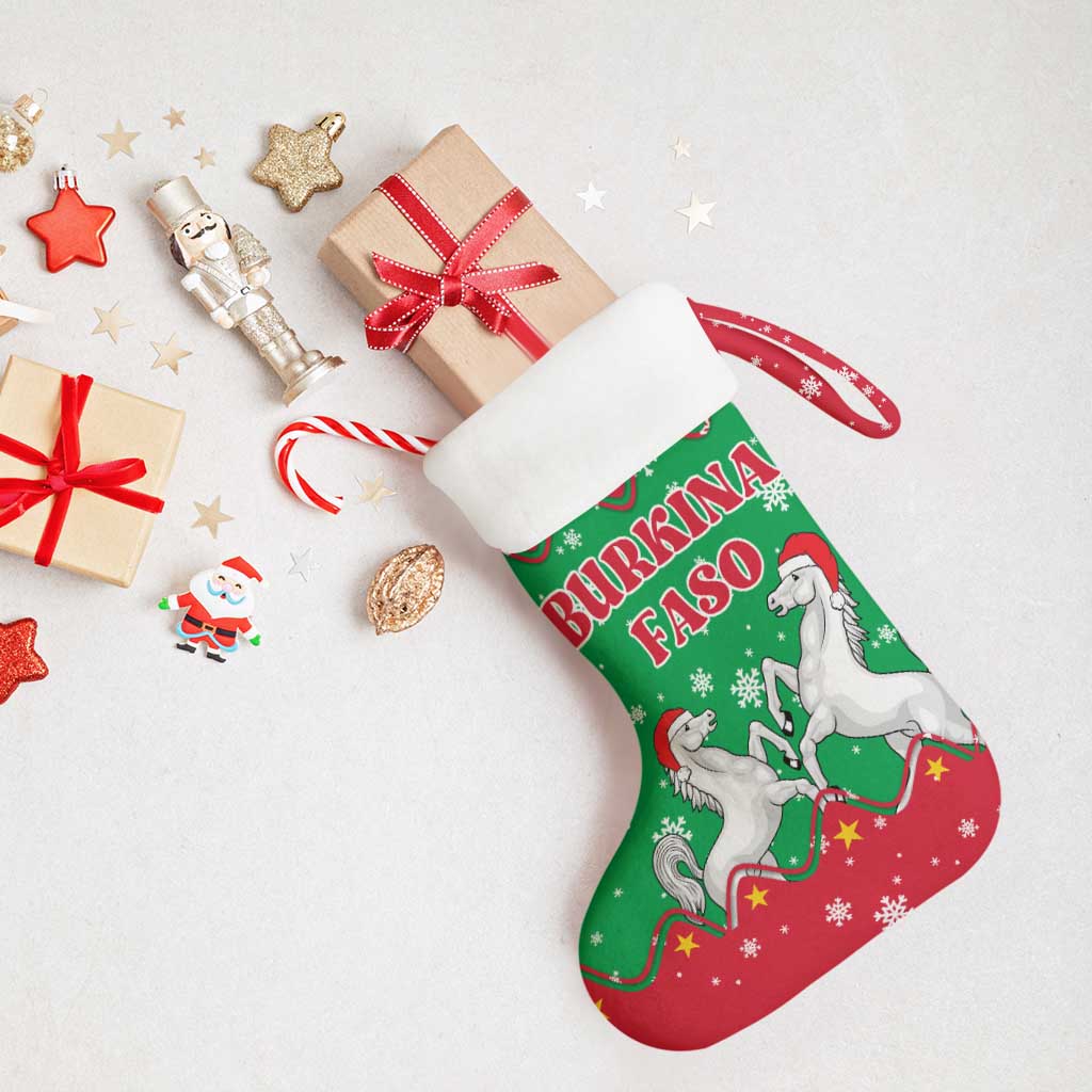 Christmas Burkina Faso Christmas Stocking Snowflake Horses and Coat of Arms - African Pride