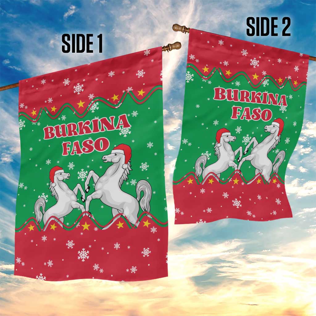 Christmas Burkina Faso Garden Flag Snowflake Horses and Coat of Arms - African Pride