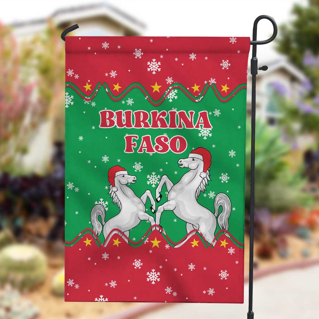 Christmas Burkina Faso Garden Flag Snowflake Horses and Coat of Arms - African Pride