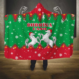 Christmas Burkina Faso Hooded Blanket Snowflake Horses and Coat of Arms - African Pride