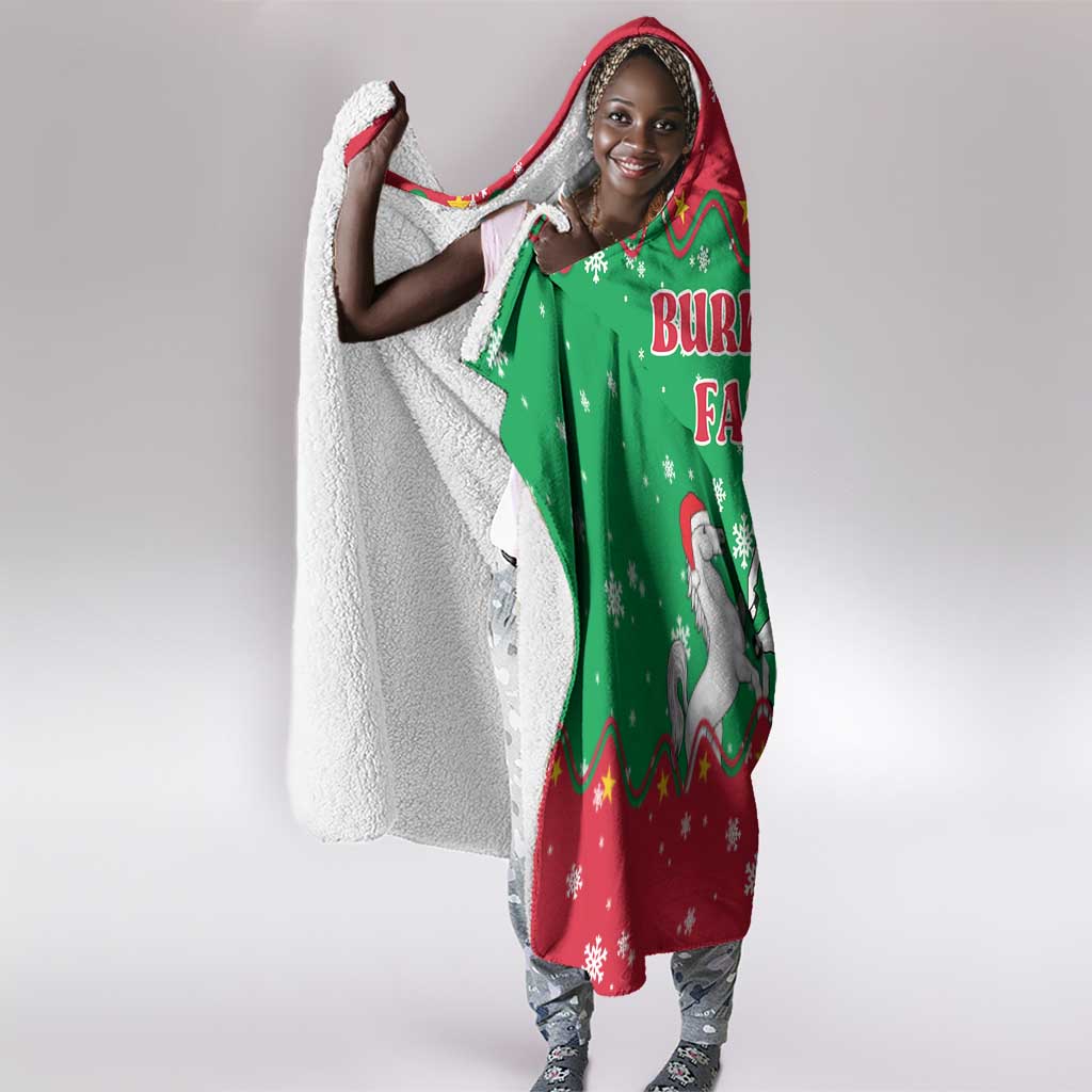 Christmas Burkina Faso Hooded Blanket Snowflake Horses and Coat of Arms - African Pride