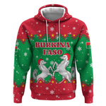 Christmas Burkina Faso Hoodie Snowflake Horses and Coat of Arms - African Pride