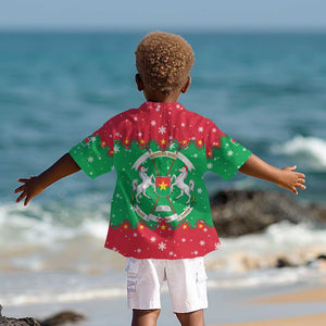 Christmas Burkina Faso Kid Hawaiian Shirt Snowflake Horses and Coat of Arms - African Pride
