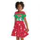 Christmas Burkina Faso Kid Short Sleeve Dress Snowflake Horses and Coat of Arms - African Pride