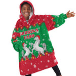 Christmas Burkina Faso Kid Wearable Blanket Hoodie Snowflake Horses and Coat of Arms - African Pride