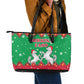 Christmas Burkina Faso Leather Tote Bag Snowflake Horses and Coat of Arms - African Pride