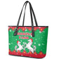 Christmas Burkina Faso Leather Tote Bag Snowflake Horses and Coat of Arms - African Pride