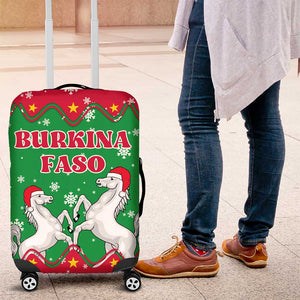 Christmas Burkina Faso Luggage Cover Snowflake Horses and Coat of Arms - African Pride