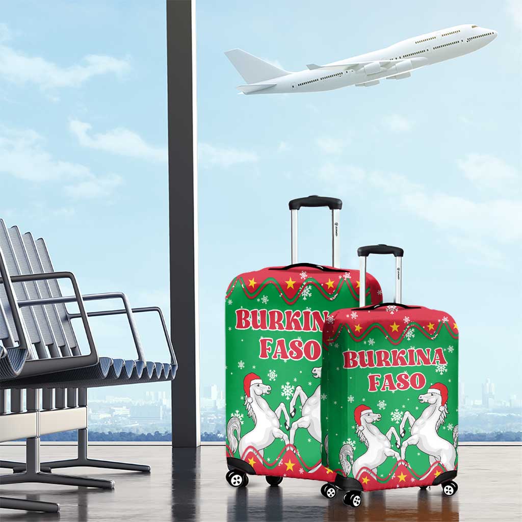 Christmas Burkina Faso Luggage Cover Snowflake Horses and Coat of Arms - African Pride
