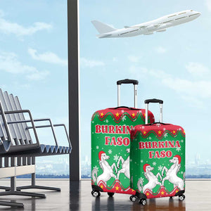 Christmas Burkina Faso Luggage Cover Snowflake Horses and Coat of Arms - African Pride