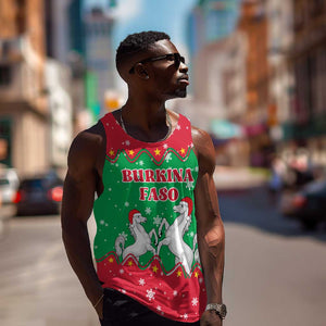 Christmas Burkina Faso Men Tank Top Snowflake Horses and Coat of Arms - African Pride