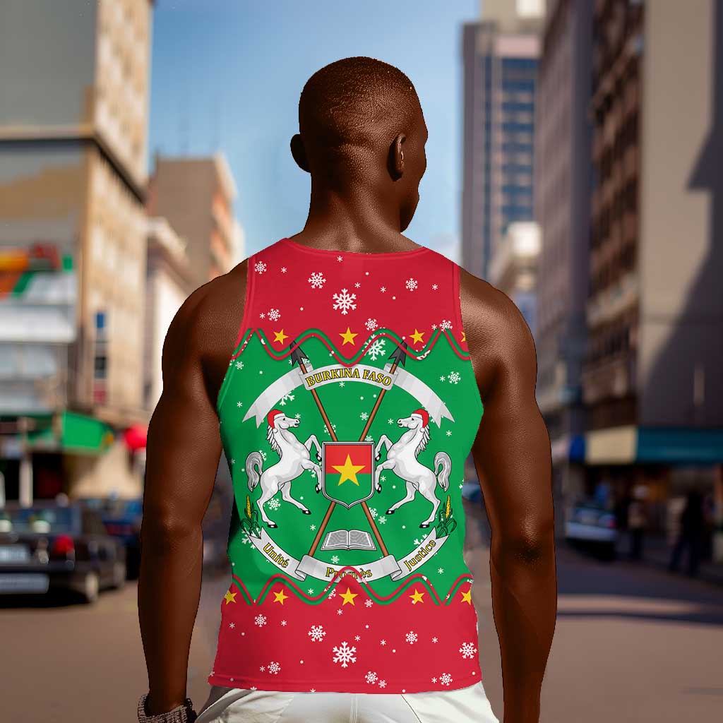 Christmas Burkina Faso Men Tank Top Snowflake Horses and Coat of Arms - African Pride
