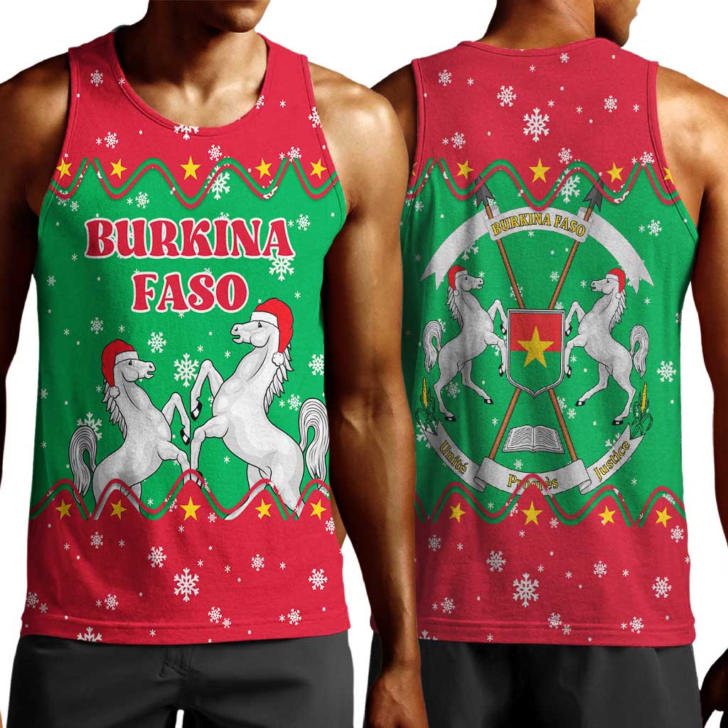 Christmas Burkina Faso Men Tank Top Snowflake Horses and Coat of Arms - African Pride