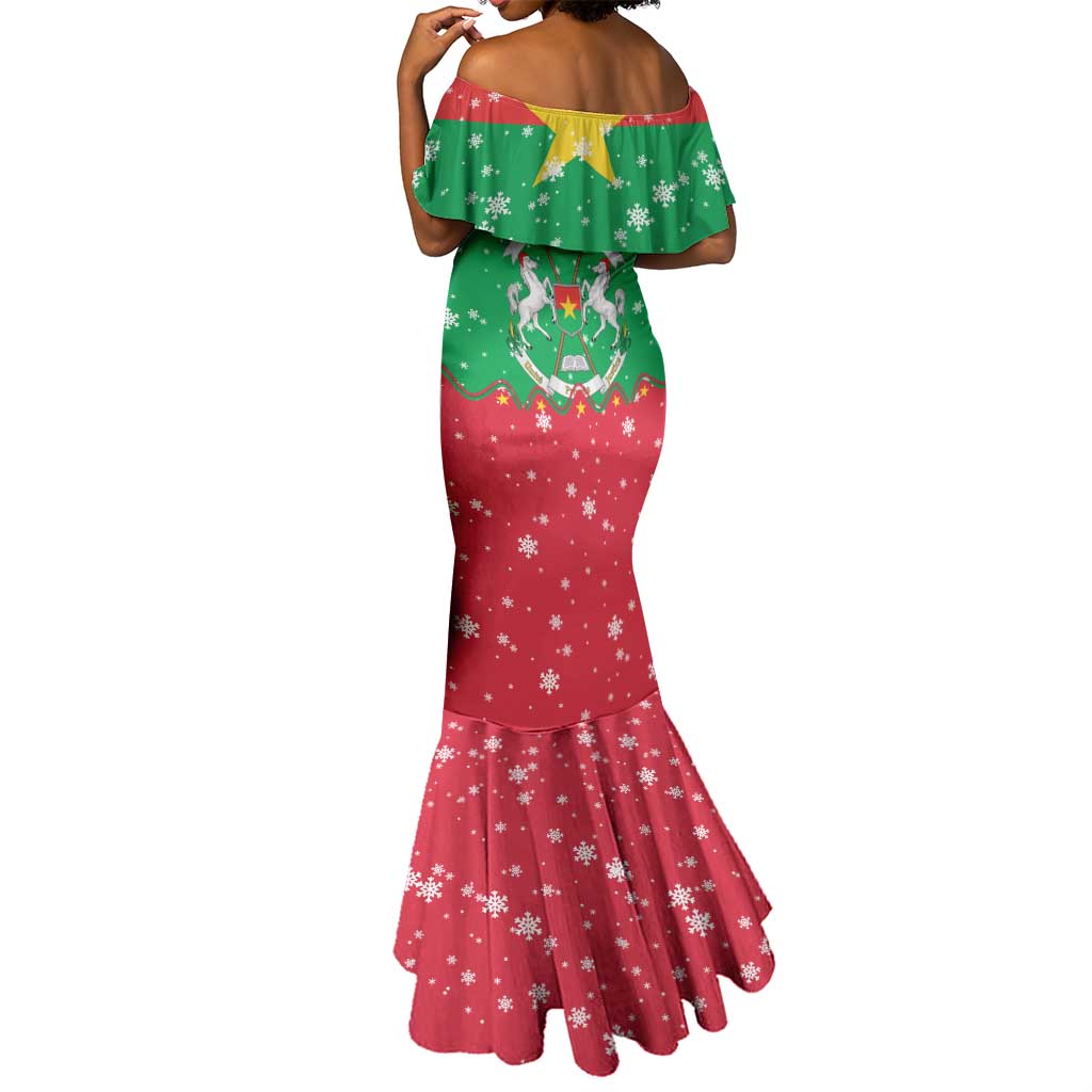 Christmas Burkina Faso Mermaid Dress Snowflake Horses and Coat of Arms - African Pride