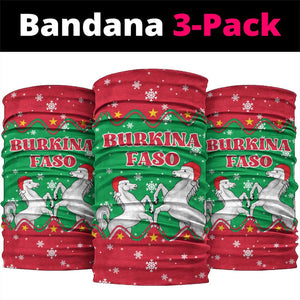 Christmas Burkina Faso Neck Gaiter Snowflake Horses and Coat of Arms - African Pride