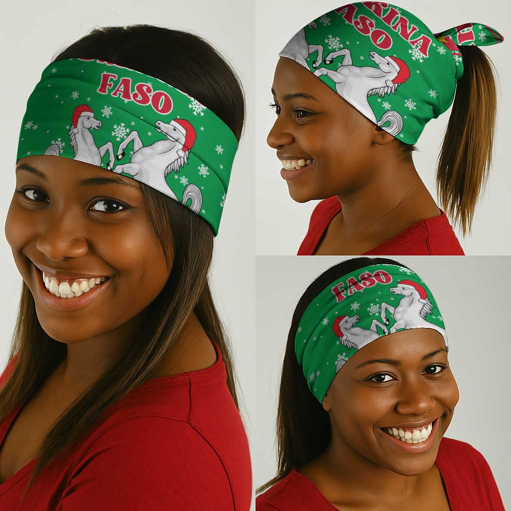 Christmas Burkina Faso Neck Gaiter Snowflake Horses and Coat of Arms - African Pride