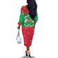 Christmas Burkina Faso Off The Shoulder Long Sleeve Dress Snowflake Horses and Coat of Arms - African Pride