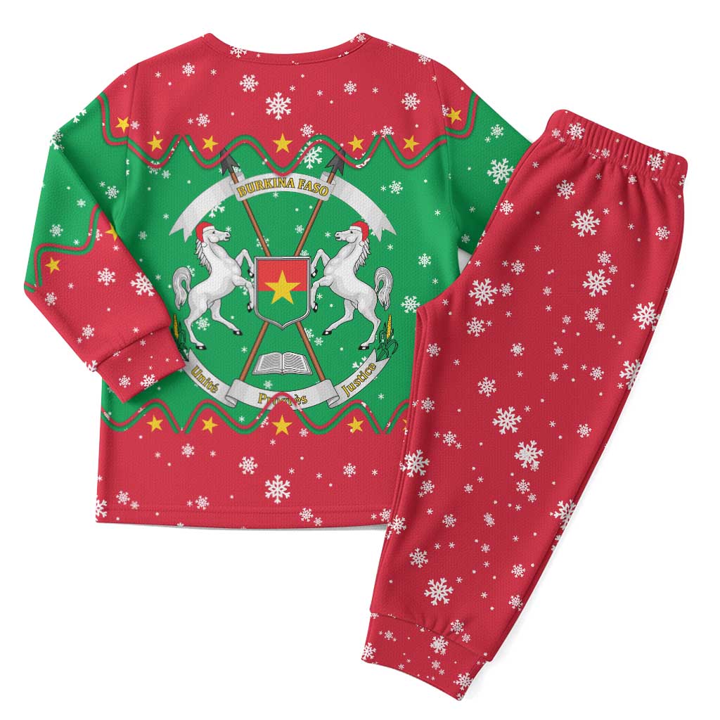 Christmas Burkina Faso Christmas Pajama Set Snowflake Horses and Coat of Arms - African Pride