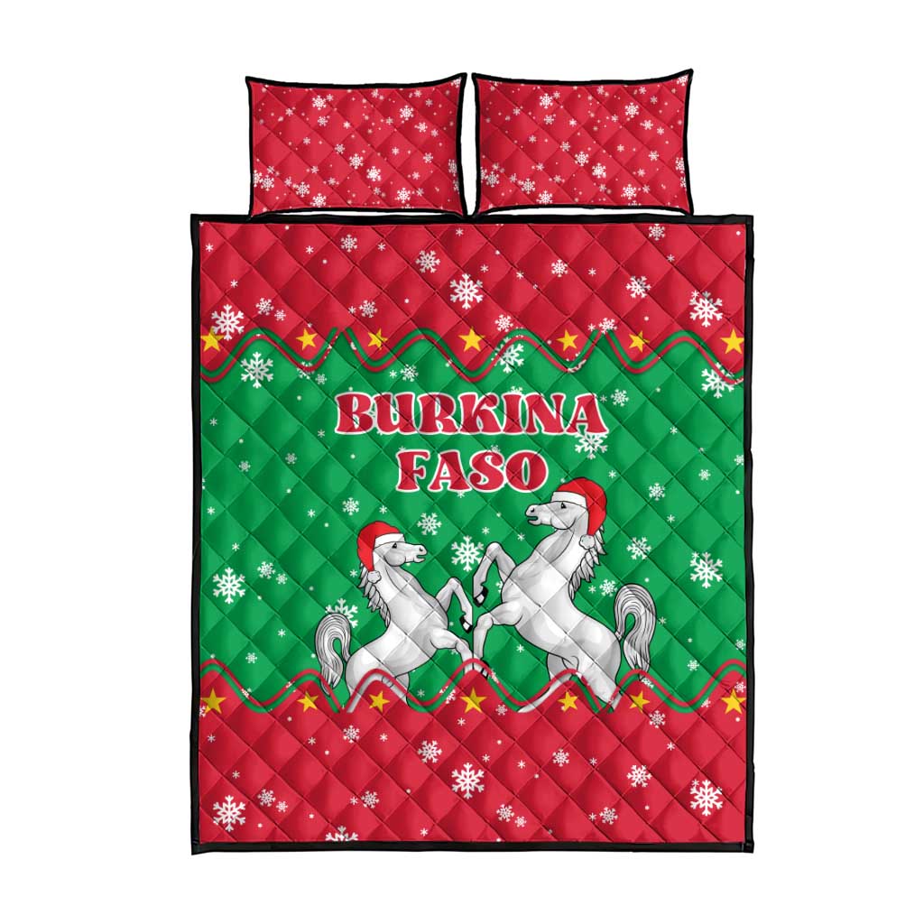 Christmas Burkina Faso Quilt Bed Set Snowflake Horses and Coat of Arms - African Pride