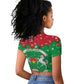 Christmas Burkina Faso Raglan Cropped T shirt Snowflake Horses and Coat of Arms - African Pride