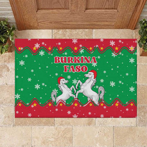 Christmas Burkina Faso Rubber Doormat Snowflake Horses and Coat of Arms - African Pride