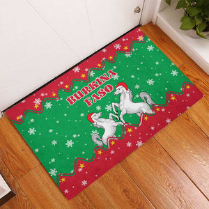 Christmas Burkina Faso Rubber Doormat Snowflake Horses and Coat of Arms - African Pride