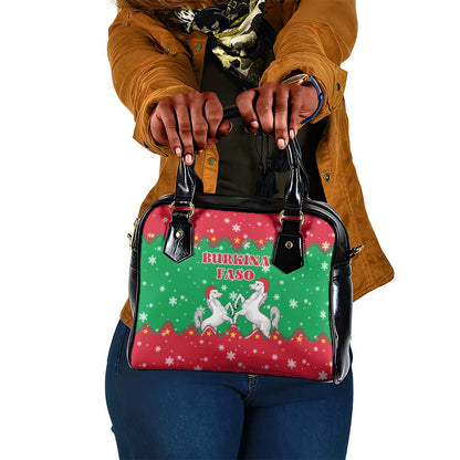 Christmas Burkina Faso Shoulder Handbag Snowflake Horses and Coat of Arms - African Pride