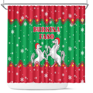 Christmas Burkina Faso Shower Curtain Snowflake Horses and Coat of Arms - African Pride