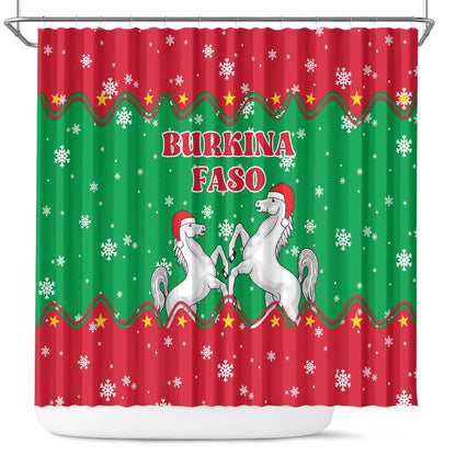 Christmas Burkina Faso Shower Curtain Snowflake Horses and Coat of Arms - African Pride