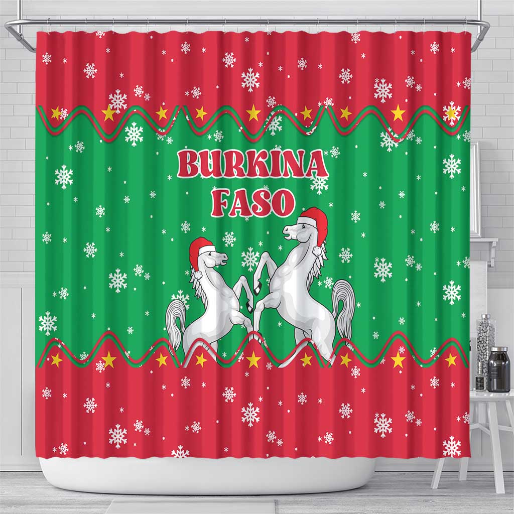 Christmas Burkina Faso Shower Curtain Snowflake Horses and Coat of Arms - African Pride