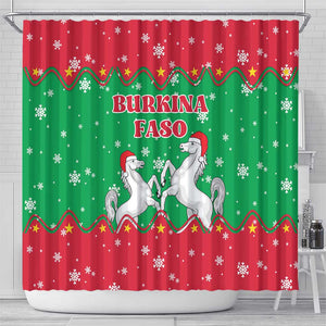 Christmas Burkina Faso Shower Curtain Snowflake Horses and Coat of Arms - African Pride
