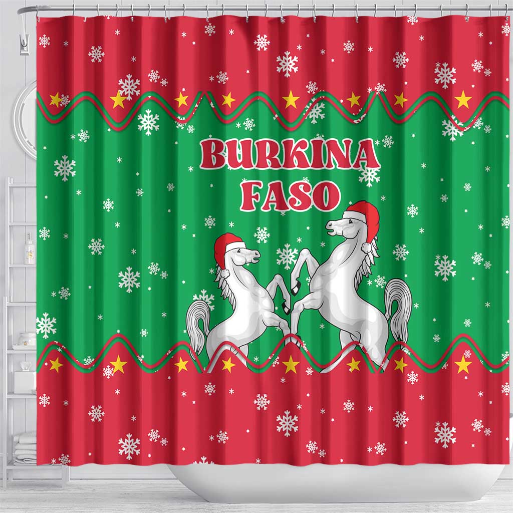 Christmas Burkina Faso Shower Curtain Snowflake Horses and Coat of Arms - African Pride