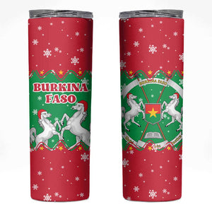 Christmas Burkina Faso Skinny Tumbler Snowflake Horses and Coat of Arms - African Pride